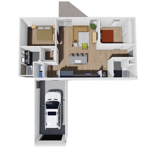 Floor plan for 2 beds, 2 baths, 1106 sqft
