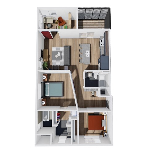 Floor plan for 2 beds, 2 baths, 1175 sqft