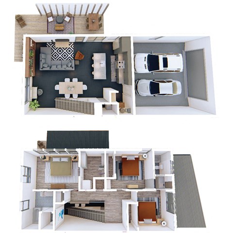 Floor plan for 3 beds, 2.5 baths, 1738 sqft