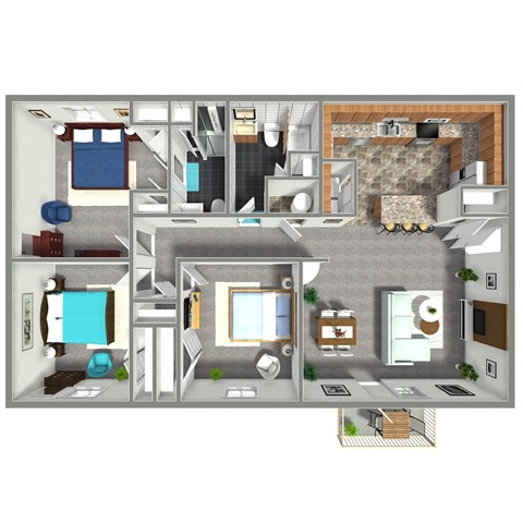 Floor plan for 3 beds, 2 baths, 1470 sqft