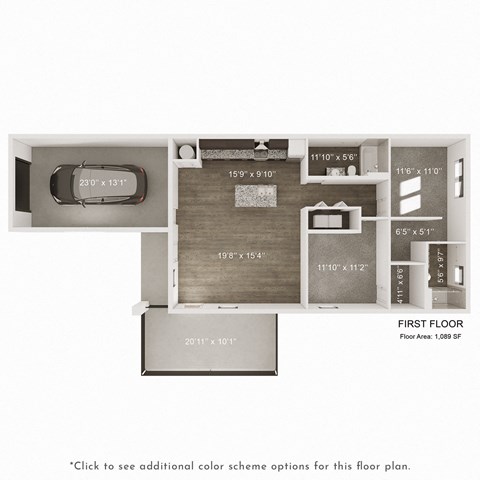 Floor plan for 2 beds, 2 baths, 1084 sqft