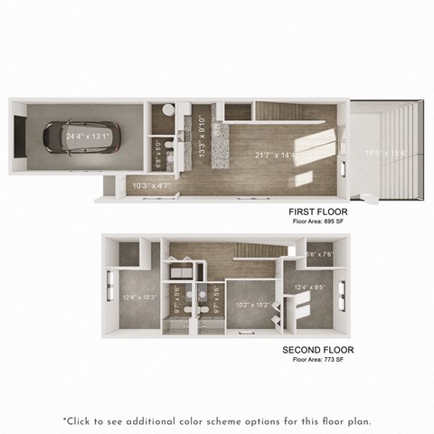 Floor plan for 3 beds, 2.5 baths, 1435 sqft