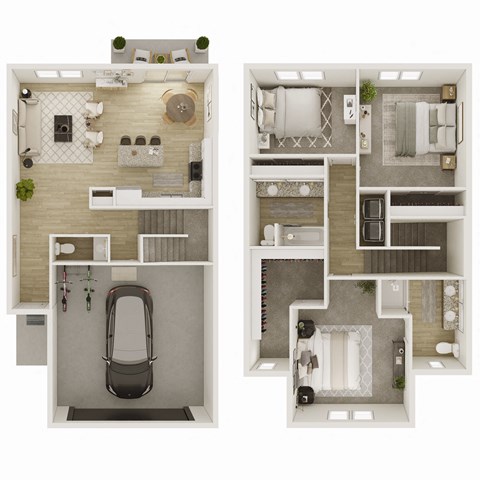 Floor plan for 3 beds, 2.5 baths, 1545 sqft