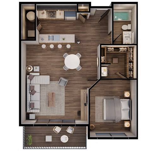 Floor plan for studio, 1 bath, 780 sqft