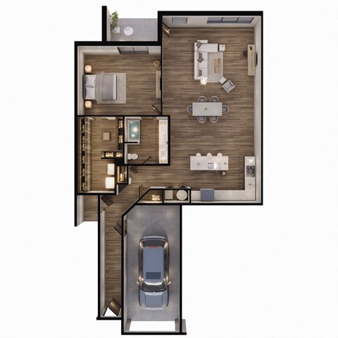 Floor plan for 1 bed, 1 bath, 1242 sqft