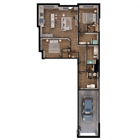 Floor plan for 2 beds, 2 baths, 1274 sqft