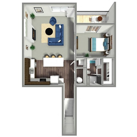 Floor plan for 1 bed, 1 bath, 817 sqft
