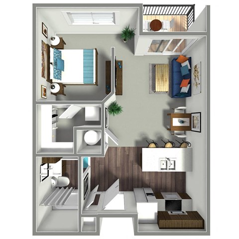 Floor plan for studio, 1 bath, 575 sqft