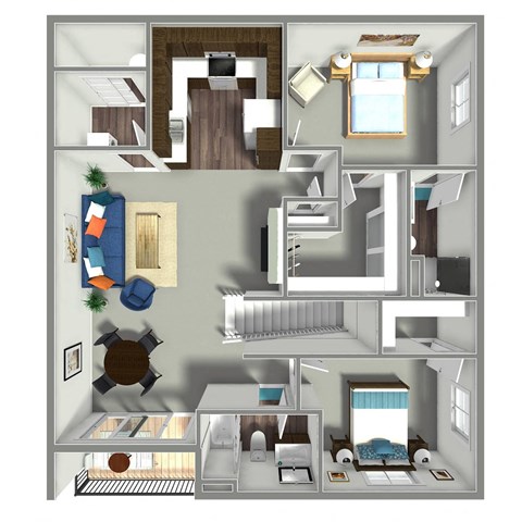 Floor plan for 2 beds, 2 baths, 1203 sqft