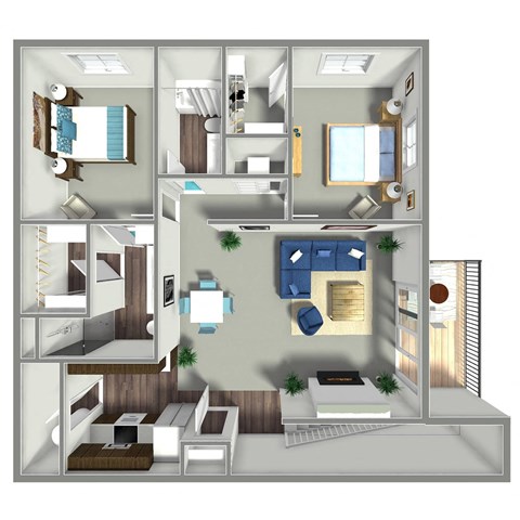 Floor plan for 2 beds, 2 baths, 1120 sqft