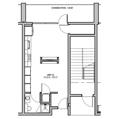 Floor plan for studio, 1 bath, 468 sqft