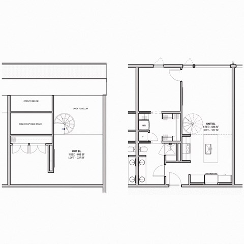 Floor plan for 1 bed, 1 bath, 1025 sqft