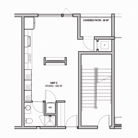 Floor plan for studio, 1 bath, 450 sqft