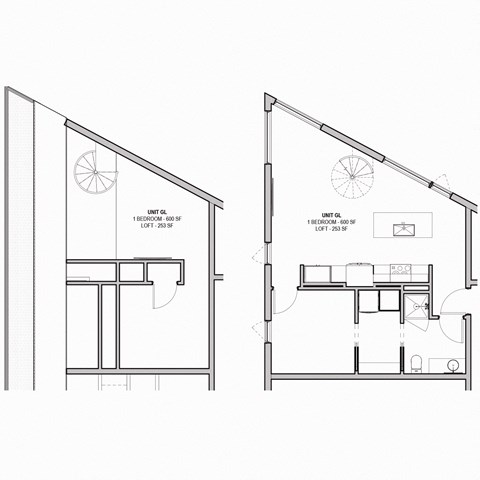 Floor plan for 1 bed, 1 bath, 853 sqft