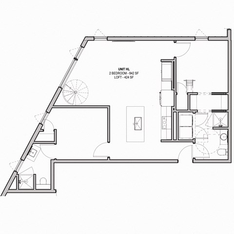 Floor plan for 2 beds, 3 baths, 1266 sqft