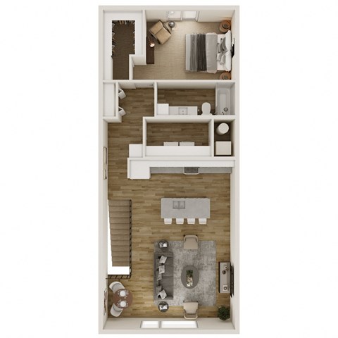 Floor plan for 1 bed, 1 bath, 1006 sqft