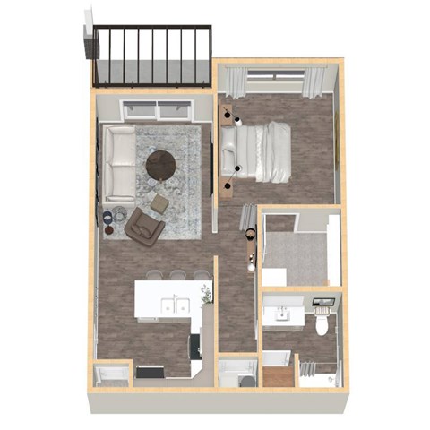 Floor plan for studio, 1 bath, 709 sqft