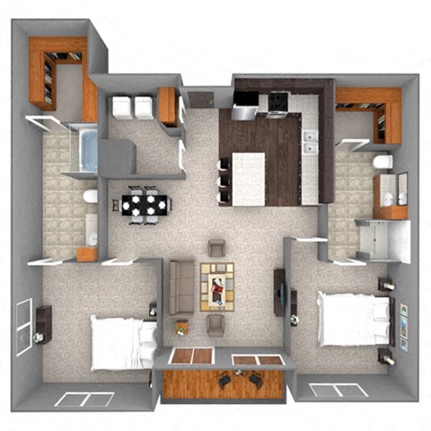 Floor plan for 2 beds, 2 baths, 1176 sqft