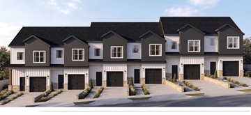 Sprindale townhouse for rent - A row of houses with garages in front.