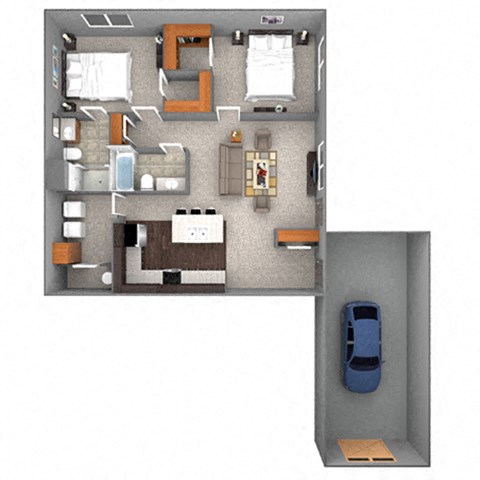 Floor plan for 2 beds, 2 baths, 1120 sqft