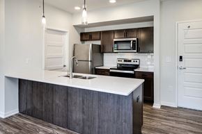 Omaha apartment for rent - One, two and three-bedroom floor plans featuring two interior design schemes, quartz countertops, tile backsplash, stainless steel appliances, backlit mirrors, high-end finishes and more at 148 Place Apartments in Omaha, NE