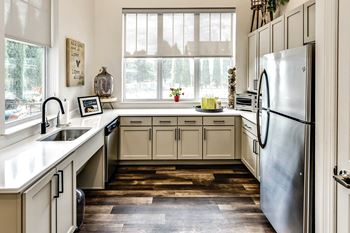 Clubhouse open kitchen with natural lighting 