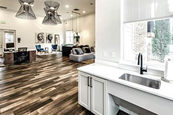 Luxurious leasing office with modern decor