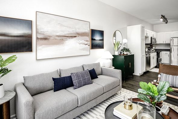 Omaha apartment for rent - Living Room With Kitchen at Legacy Commons, Nebraska, 68130