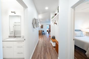 Built-in shelving throughout