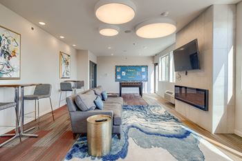 Community club room with fireplace
