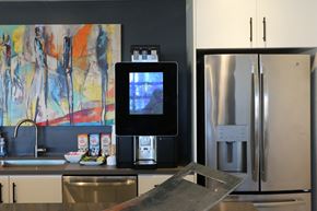 Omaha apartment for rent - Lounge with Starbucks Machine, at 1415 @ The Yard, 1415 Cuming Street, Omaha, NE 68102