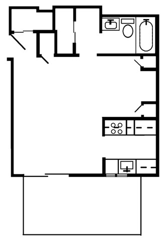 Floor plan for studio, 1 bath, 460 sqft