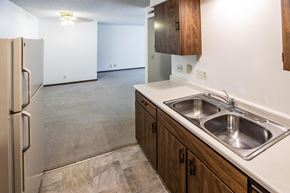 Lincoln apartment for rent - Kitchen layout with One-, two- and three-bedroom floor plan options at Sutter Place in Lincoln, NE