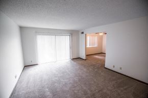 Lincoln apartment for rent - Living room layout with One-, two- and three-bedroom floor plan options at Sutter Place in Lincoln, NE