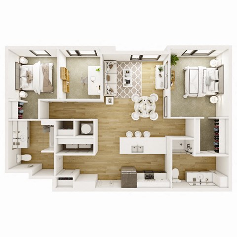 Floor plan for 3 beds, 2 baths, 1123 sqft