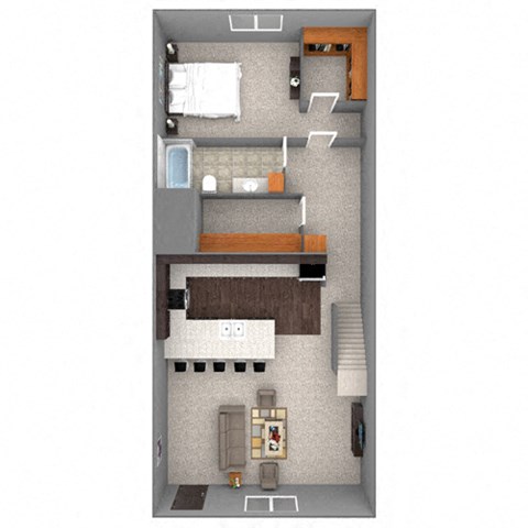 Floor plan for 1 bed, 1 bath, 915 sqft