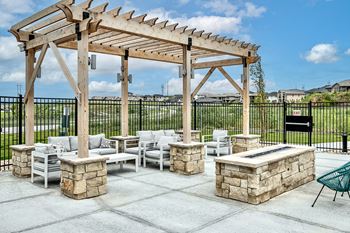 Pool deck with firepit