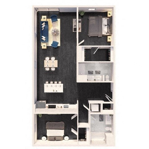 Floor plan for 2 beds, 2 baths, 1171 sqft