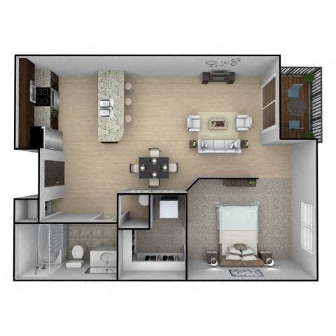 Floor plan for studio, 1 bath, 570 sqft