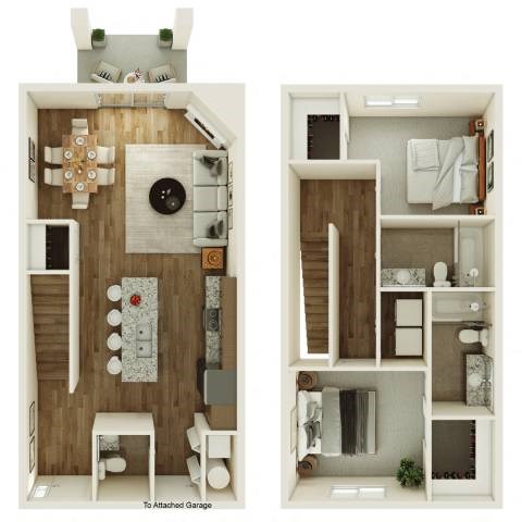 Floor plan for 2 beds, 2 baths, 1204 sqft