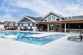 Heated outdoor pool with outdoor entertaining area