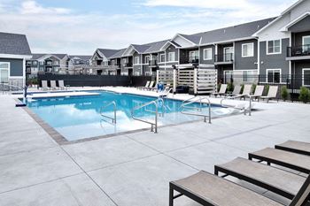 Heated outdoor pool with outdoor entertaining area