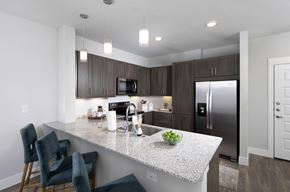 Houston apartment for rent - a kitchen with stainless steel applainces and granite countertops