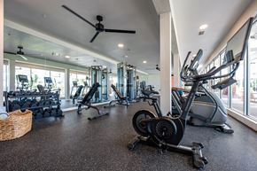 Naples apartment for rent - A gym with a variety of exercise equipment including treadmills, stationary bikes, and elliptical machines.