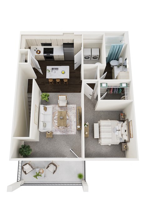 Floor plan for 1 bed, 1 bath, 854 sqft