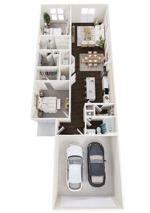 Floor plan for 2 beds, 2 baths, 1442 sqft