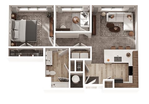 Floor plan for 1 bed, 1 bath, 828 sqft