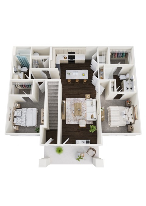Floor plan for 2 beds, 2 baths, 1173 sqft