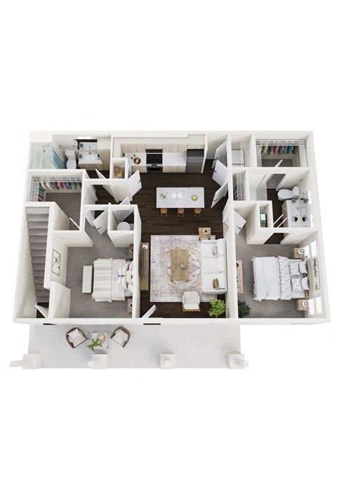 Floor plan for 2 beds, 2 baths, 1171 sqft