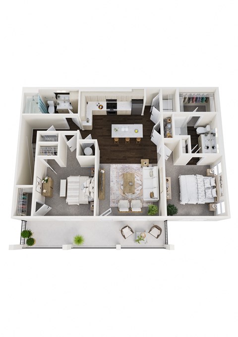 Floor plan for 2 beds, 2 baths, 1248 sqft